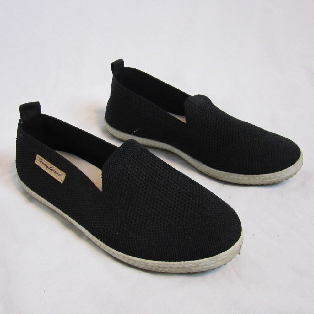 Tommy Bahama Loafers Black Slip On Knit Sneakers Memory Foam Casual Womens 7.5